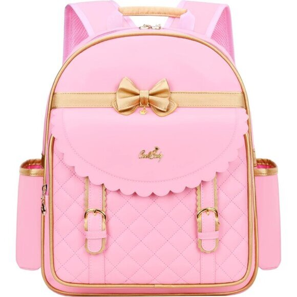 New 2 Pcs Princess Waterproof PU Leather Pink Backpack Tote bag for Girls